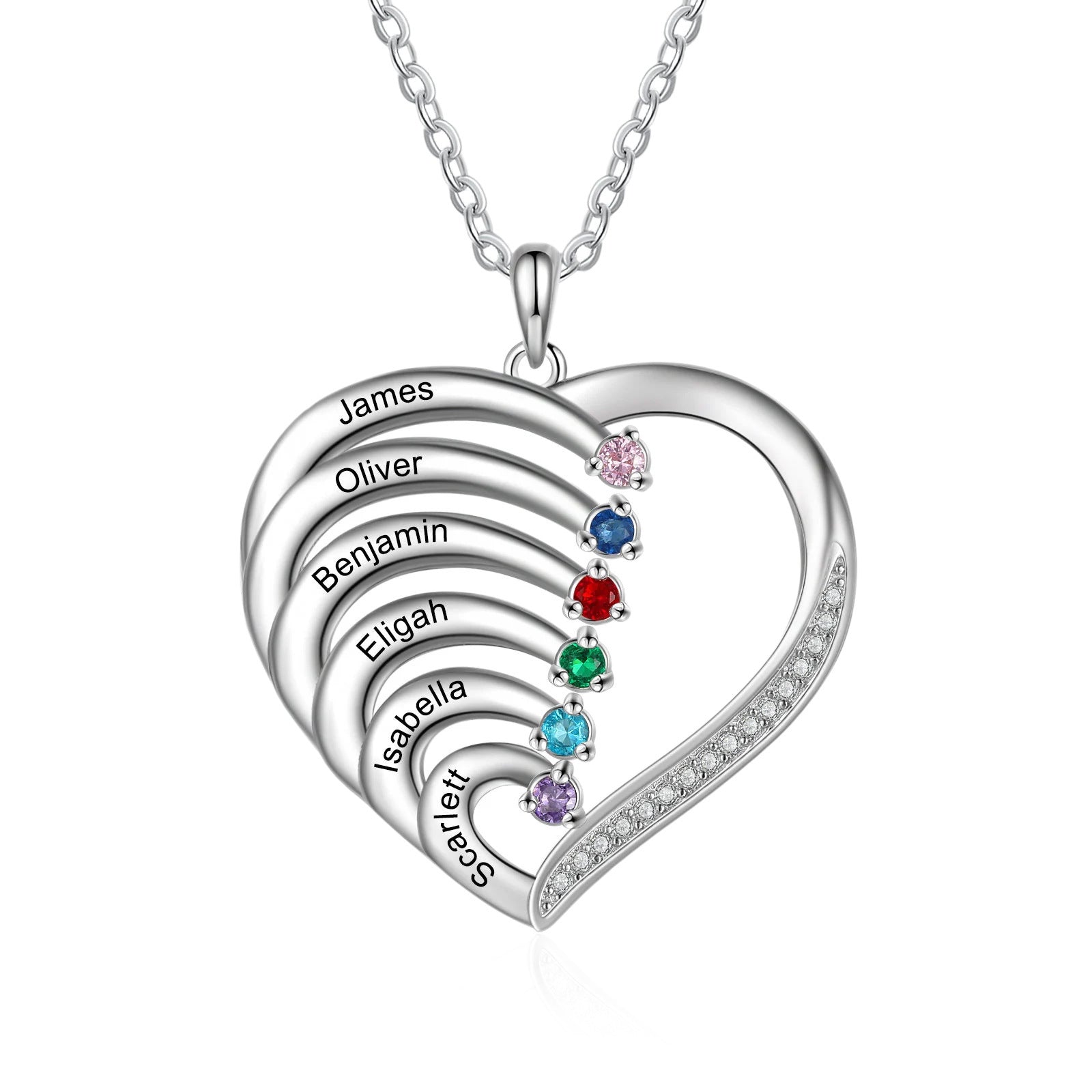 Personalized Heart Birthstone Necklace