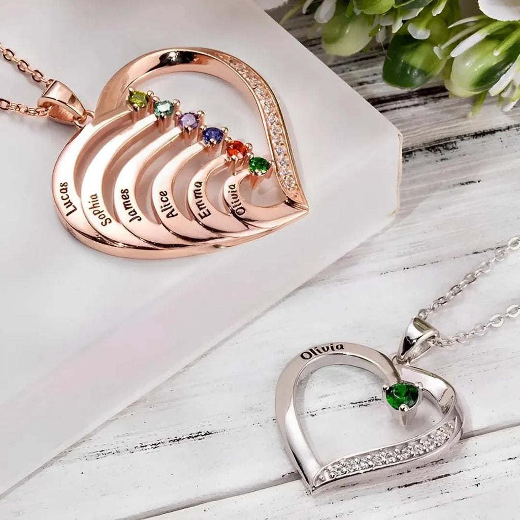 Personalized Heart Birthstone Necklace