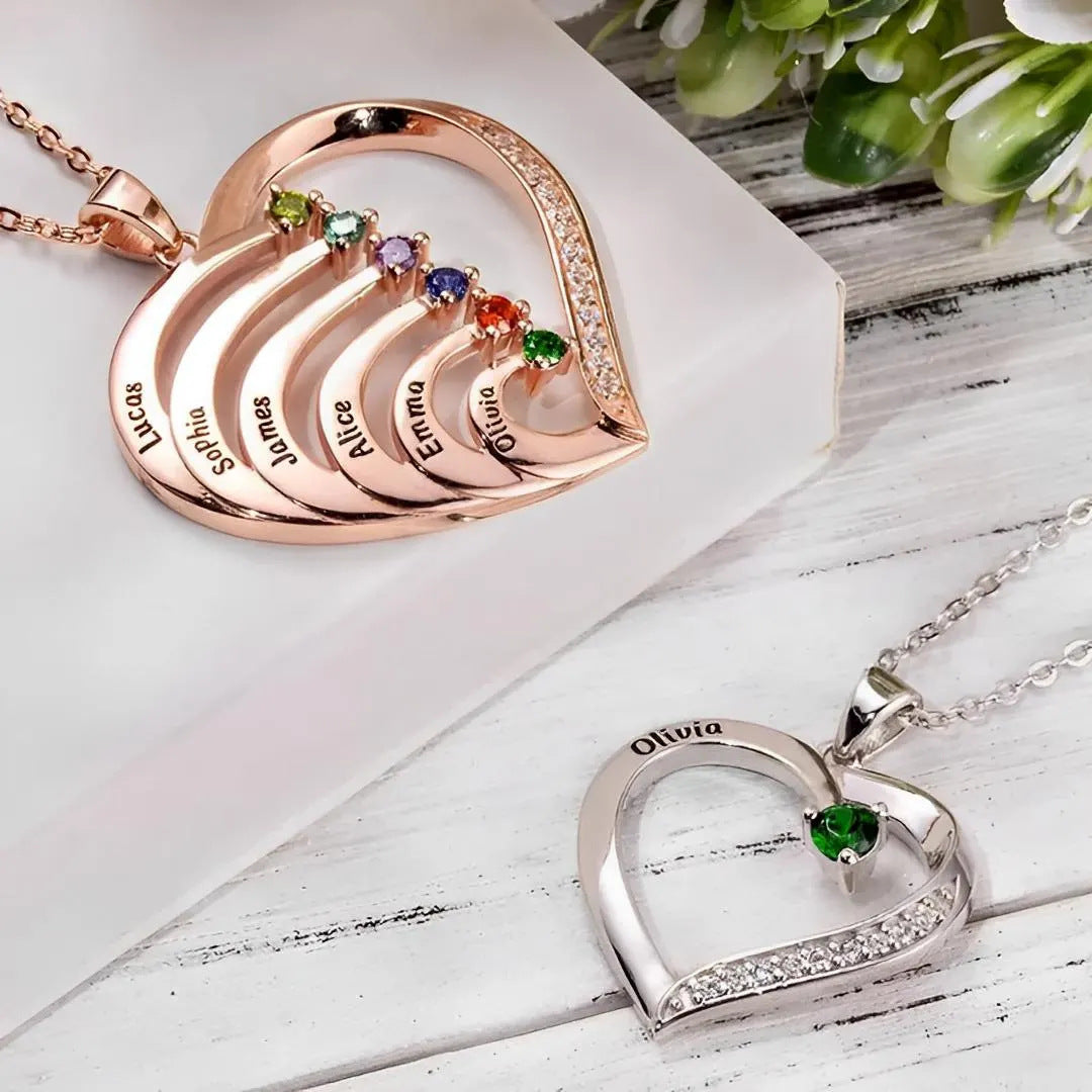 Personalized Heart Birthstone Necklace