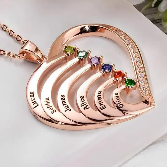 Personalized Heart Birthstone Necklace