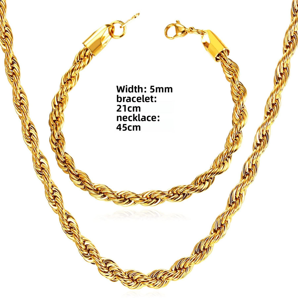 Stainless Steel Twisted rope chain necklace