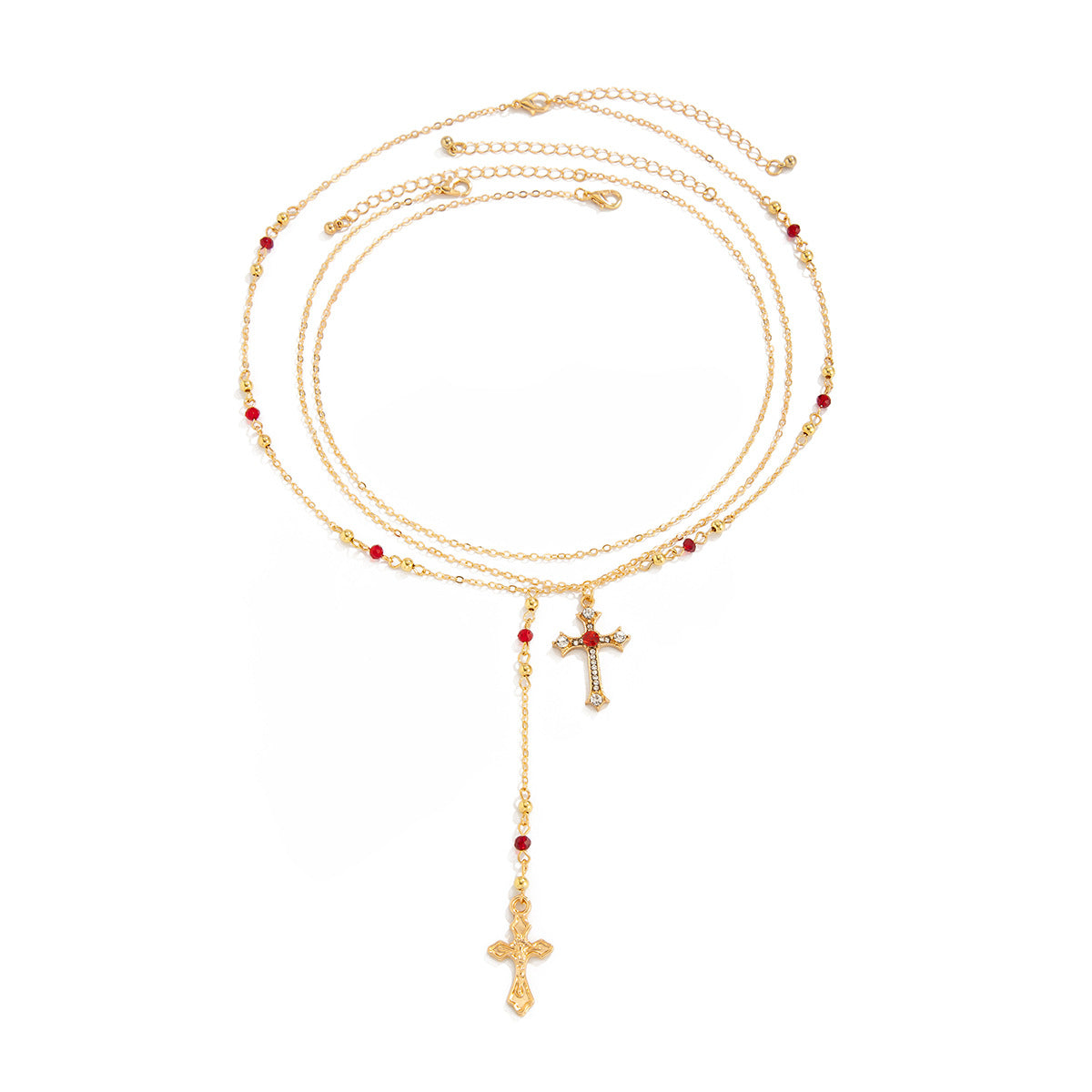 Rhinestone Cross Necklace Jewelry Set