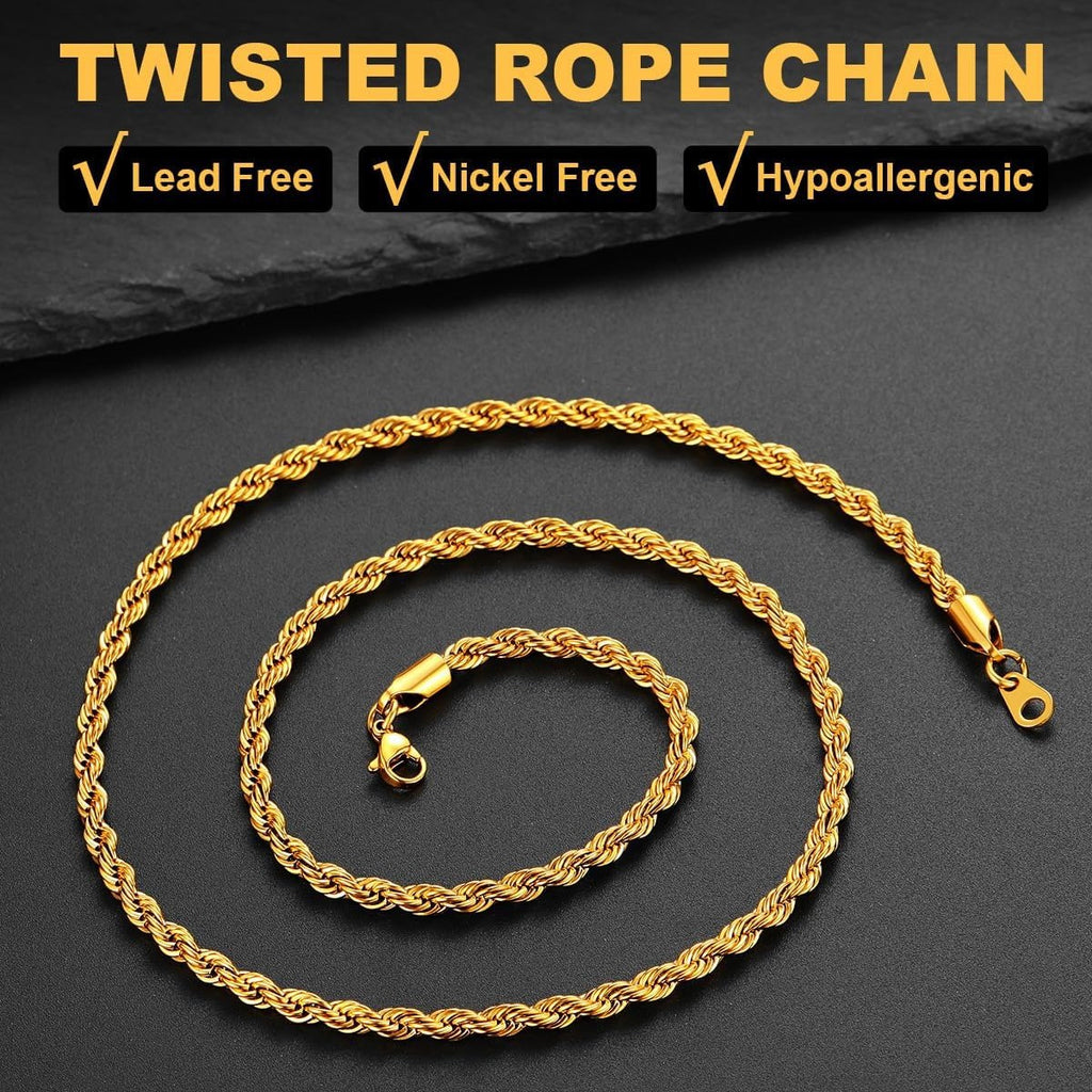 Stainless Steel Twisted rope chain necklace