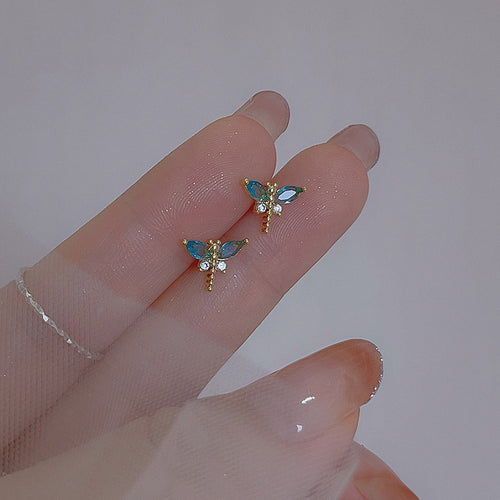 Dragonfly Earrings Gold Plated Geometric Jewelry