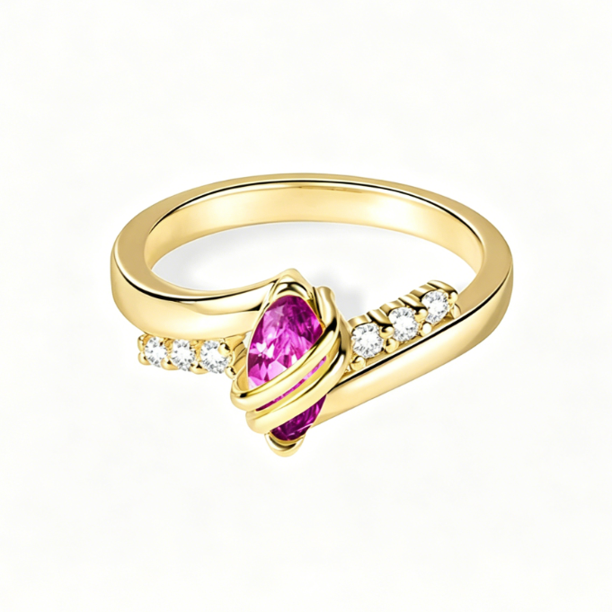 Custom College Graduation Birthstone Ring with Engraving