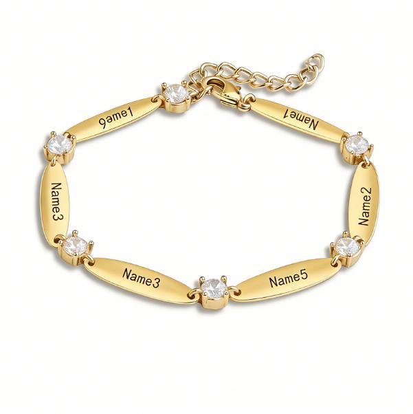 Custom Engraved Birthstone Copper Bracelet with Diamonds