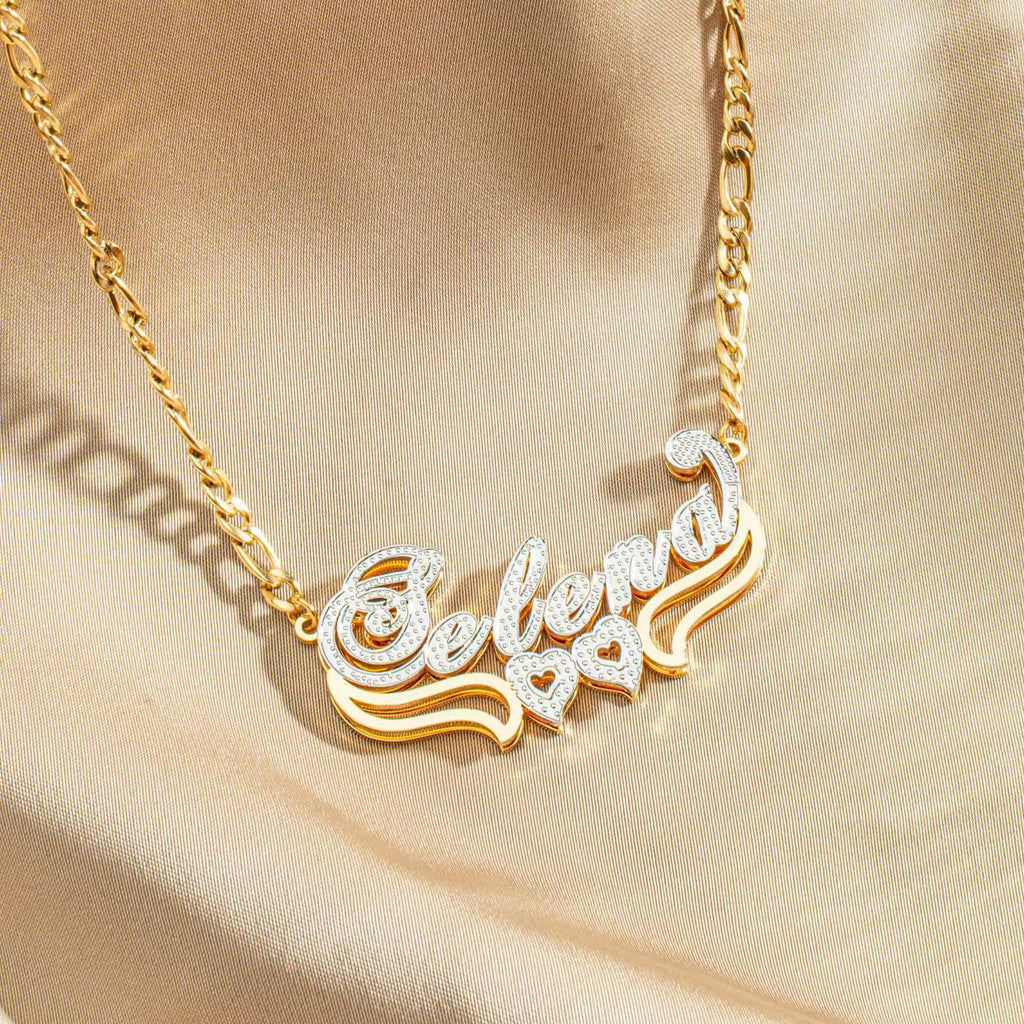 Personalized Double-Layer Name Necklace with Gold Plating