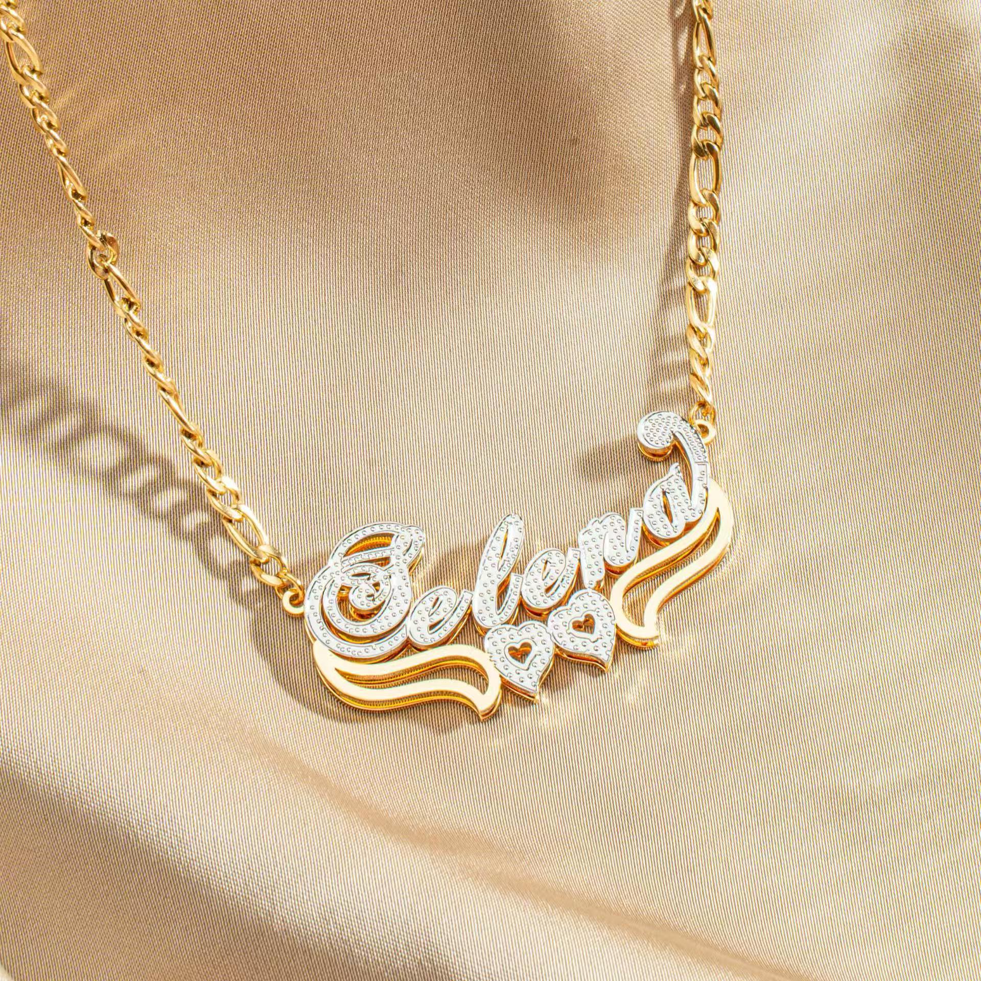 Personalized Double-Layer Name Necklace with Gold Plating
