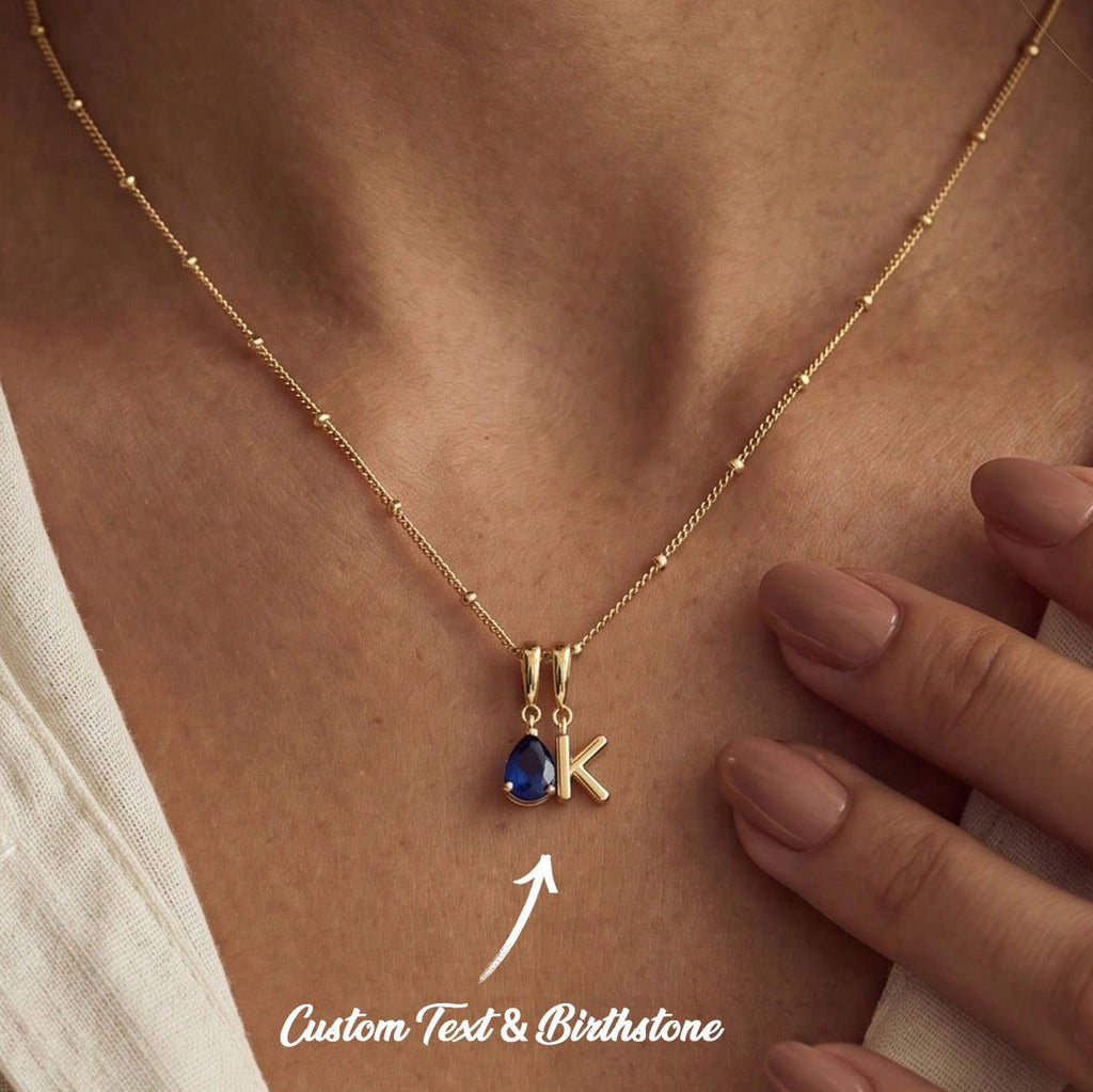 Minimalist Birthstone Alphabet Necklace