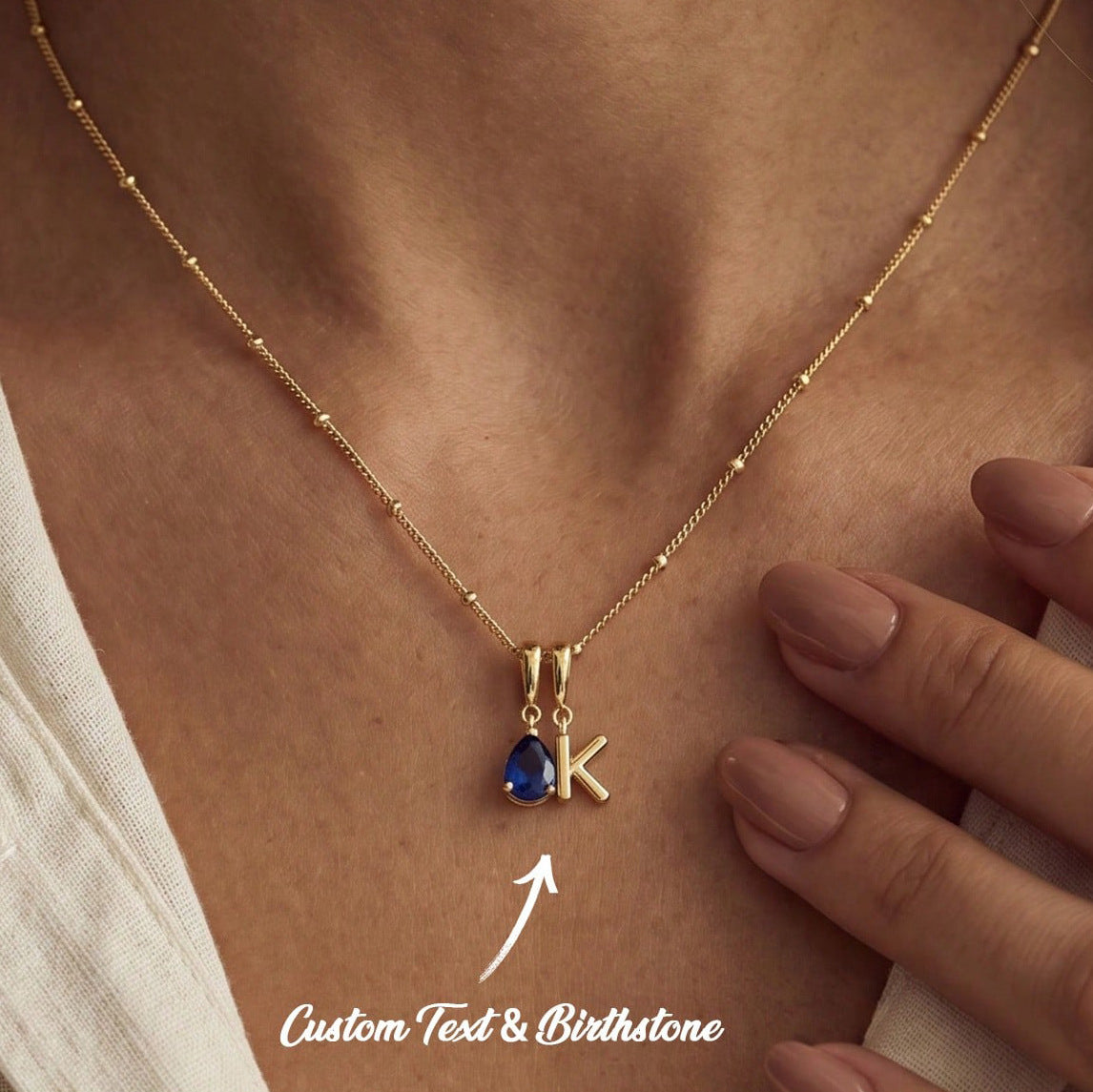 Minimalist Birthstone Alphabet Necklace