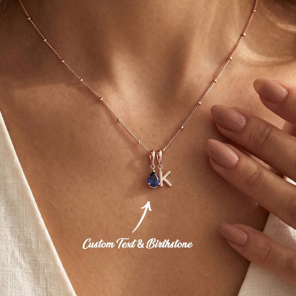 Minimalist Birthstone Alphabet Necklace