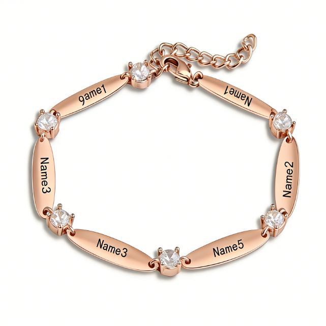 Custom Engraved Birthstone Copper Bracelet with Diamonds