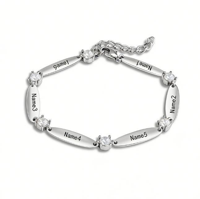 Custom Engraved Birthstone Copper Bracelet with Diamonds