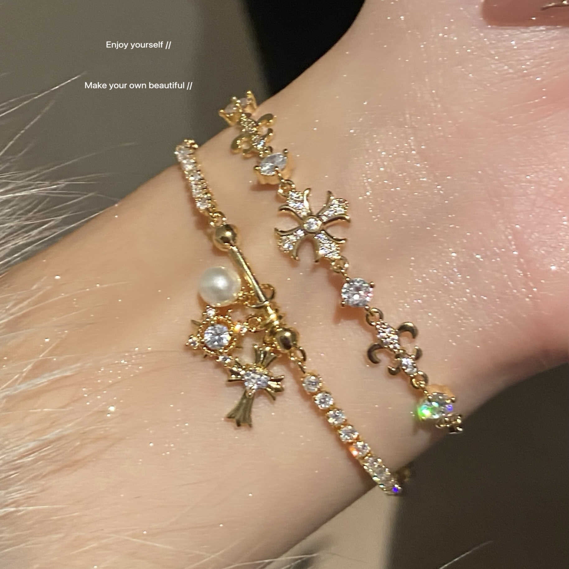 Light Luxury Zircon Imitation Pearl Hand Jewelry