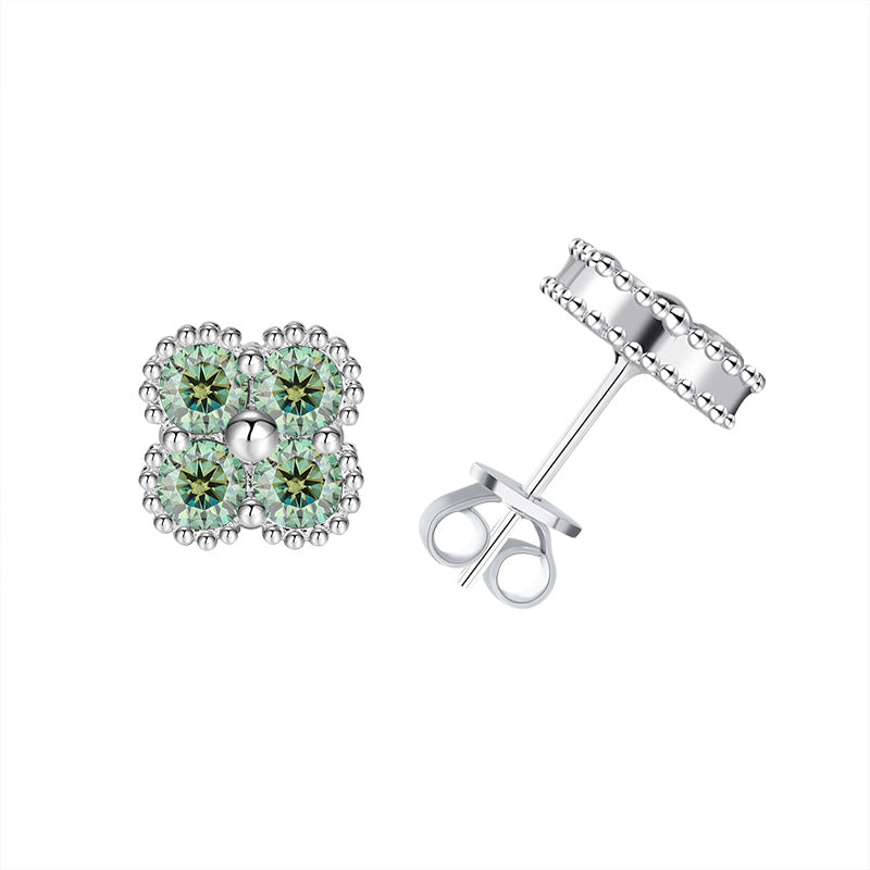 Sterling Silver Moissanite Clover Jewelry Set