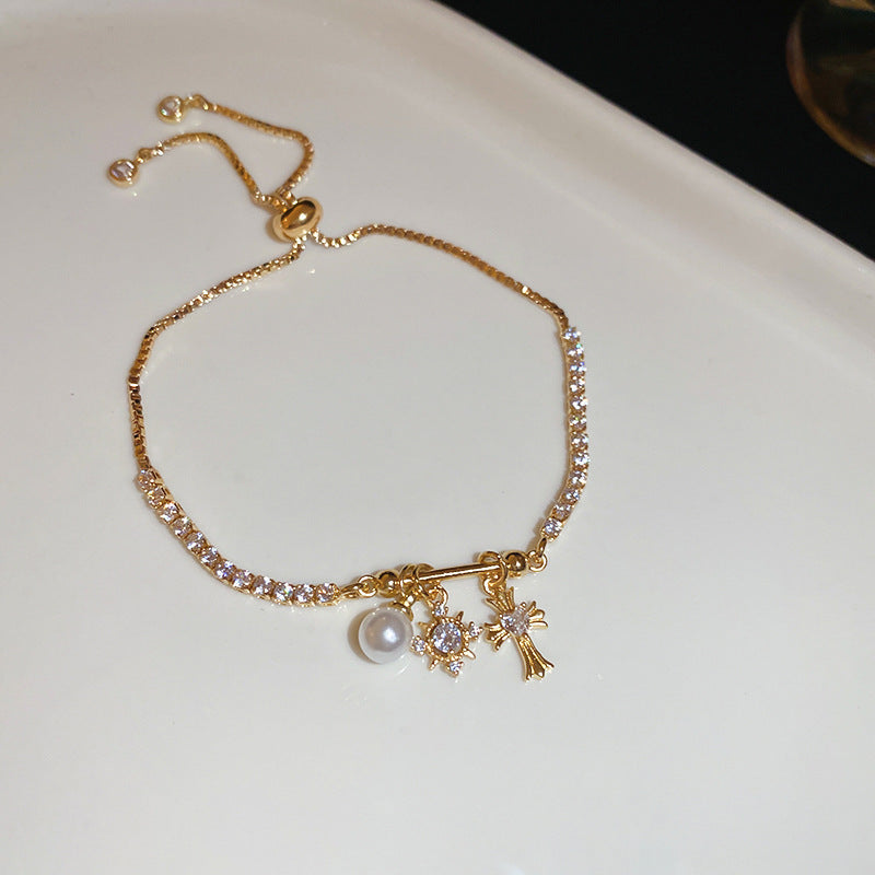 Light Luxury Zircon Imitation Pearl Hand Jewelry