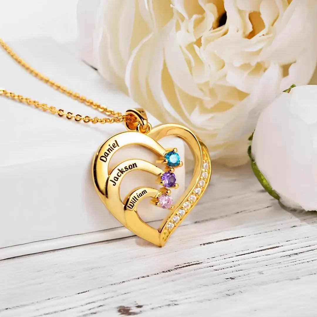 Personalized Heart Birthstone Necklace