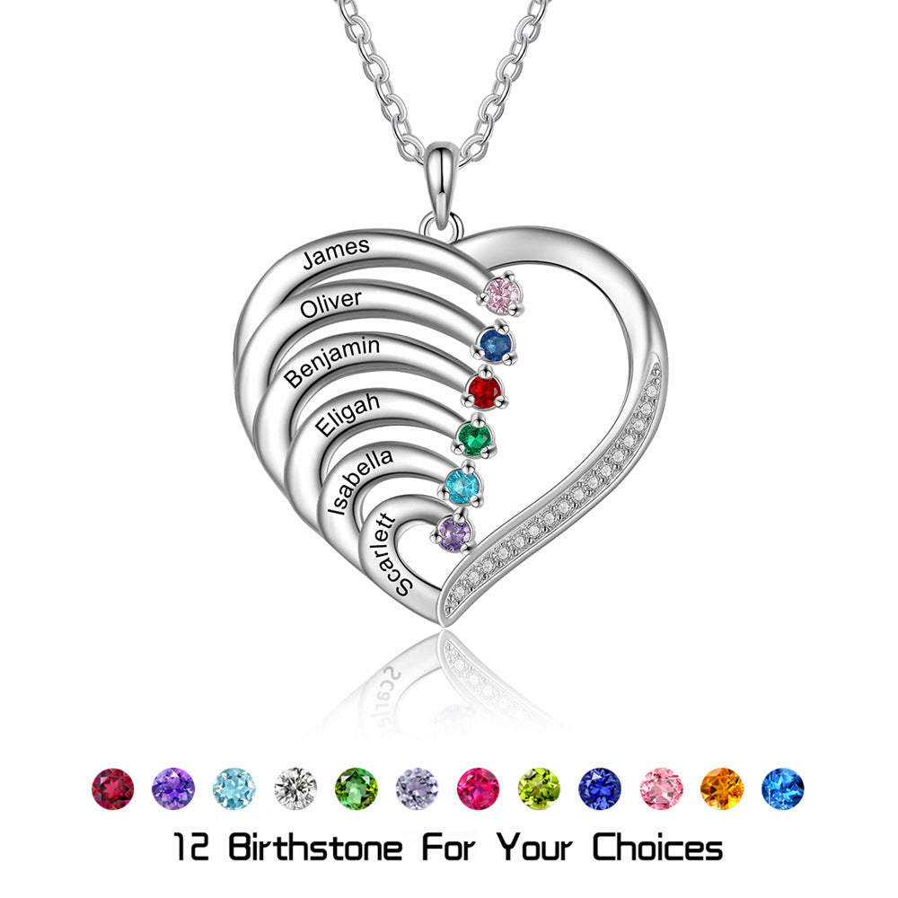 Personalized Heart Birthstone Necklace