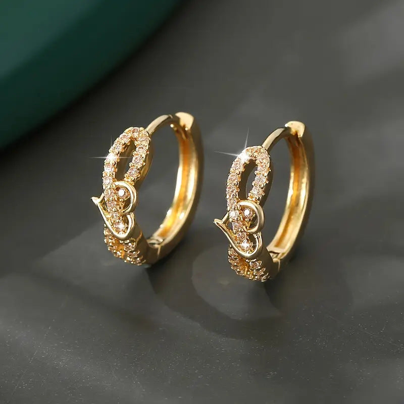 Copper Inlaid Zircon Geometric Earrings