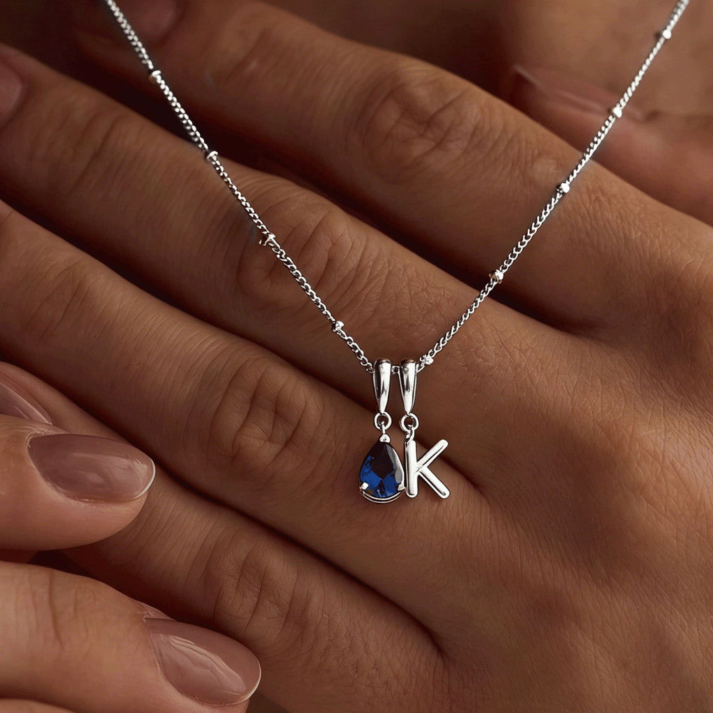Minimalist Birthstone Alphabet Necklace