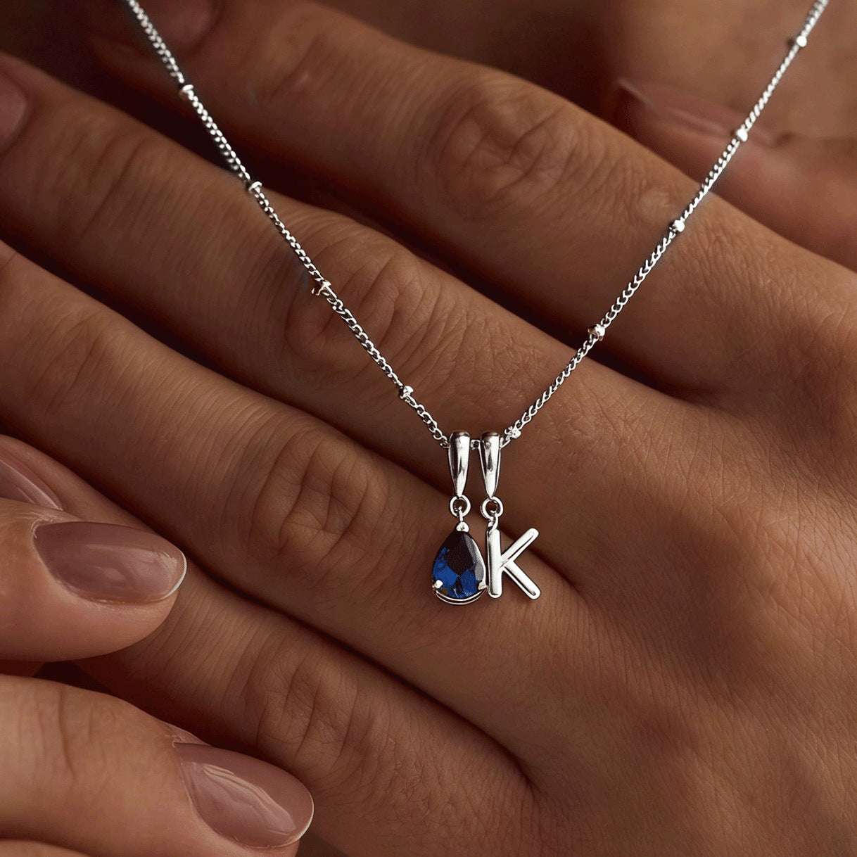 Minimalist Birthstone Alphabet Necklace