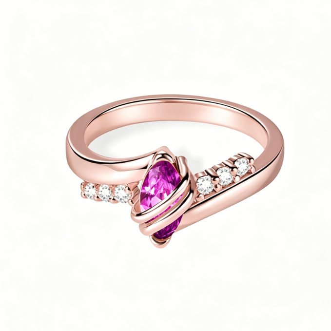 Custom College Graduation Birthstone Ring with Engraving
