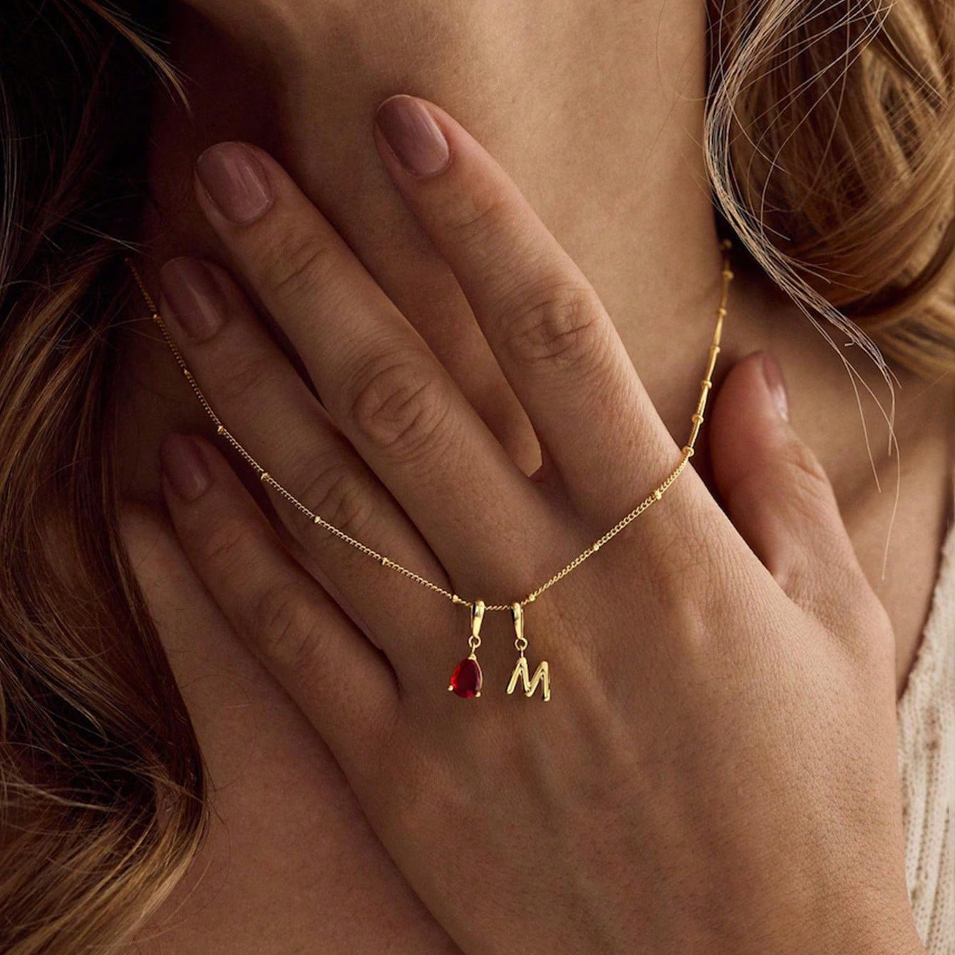 Minimalist Birthstone Alphabet Necklace